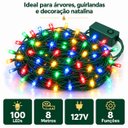 Ver imagem 2 de Pisca Pisca de Natal 100 Leds 8 Metros 127V 8 Funções:Colorido - Fio Verde