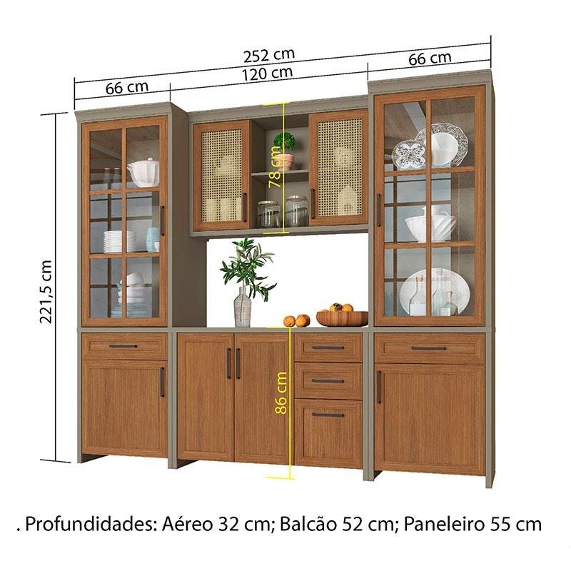 Cozinha Compacta 4 Peças Paneleiro Duplo Camponesa - Nesher - Fendi / Freijo - 2