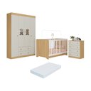 Ver imagem 1 de Quarto de Bebê Completo Berço Americano 3 em 1 Colchão Teddy Multimóveis Mp4664 Madeirado/off