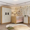 Ver imagem 2 de Quarto de Bebê Completo Berço Americano 3 em 1 Colchão Teddy Multimóveis Mp4664 Madeirado/off