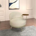 Ver imagem 1 de Poltrona Sala de Estar Pés em Ferro Champagne Giratória Braço Madeira Maciça 86cm Banff Bouclê