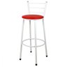 Banqueta Alta para Cozinha Branca Assento Vermelho - 1