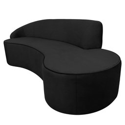 Sofá 3 Lugares Eros D07 Curvo 210cm Braço Esquerdo Veludo Preto - D'Rossi DRossi - 1