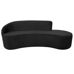 Sofá 3 Lugares Eros D07 Curvo 210cm Braço Esquerdo Veludo Preto - D'Rossi DRossi - 2