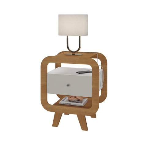 Mesa de Apoio com Portas Usb Théo Cinamomo/off White Artely