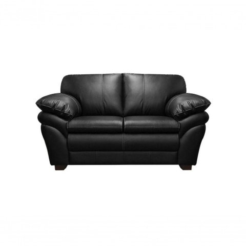 Sofá de Couro Gana 2 Lugares Preto Pigmentado - Mempra Design