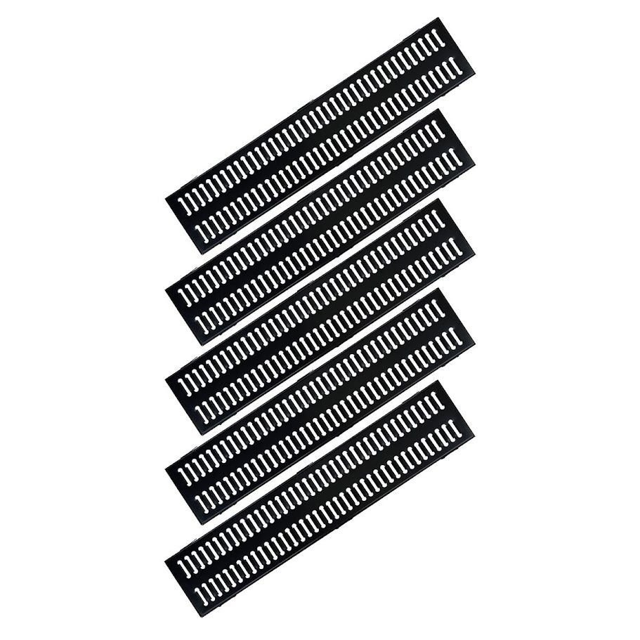 Kit 5 Ralo Grelha e Caixilho Aço Galvanizado Preto 20x100cm