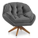Ver imagem 1 de Poltrona Califórnia Giratória Veludo Grafite Base de Madeira - Pallazio