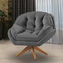 Ver imagem 2 de Poltrona Califórnia Giratória Veludo Grafite Base de Madeira - Pallazio