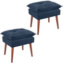 Ver imagem 1 de Kit 2 Puff Puf Opall Pes Palito 55x40cm Suede Azul Marinho MPassos