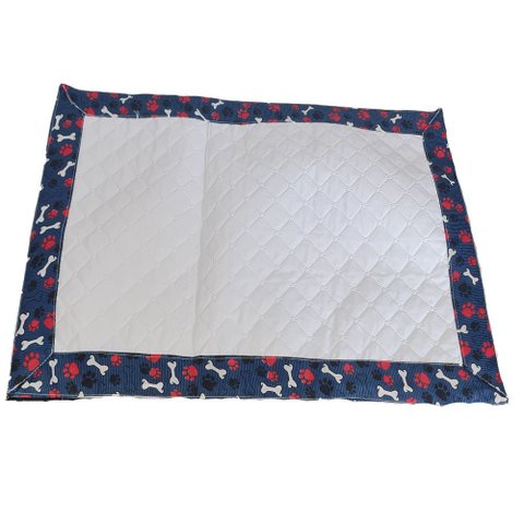 Tapete Higiênico Pet Impermeável Branco Grande Reutilizável Lavável: Patinha Azul Marinho