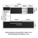 Ver imagem 4 de Armário de Cozinha Completa 310cm Branco/Preto Glamy Madesa 02