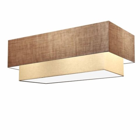 Plafon Duplo Retangular Vivare Md-3071 Cúpula em Tecido Bivolt Palha-bege 127/220v