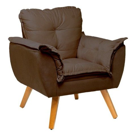 Poltrona Decorativa - Opala - Revestimento Suede Ladecor Estofados Marrom-escuro