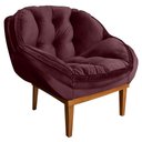 Ver imagem 1 de Poltrona Decorativa Marcela Veludo Vinho Base Madeira Castanho - Pallazio Ana