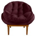 Ver imagem 3 de Poltrona Decorativa Marcela Veludo Vinho Base Madeira Castanho - Pallazio Ana
