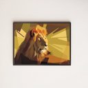 Ver imagem 1 de Quadro decorativo Leão Geométrico 24x18cm - com vidro:Madeira preta
