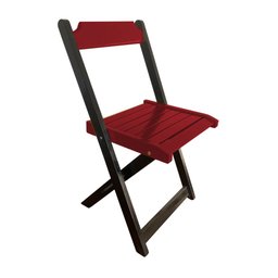 Mesa de Madeira Dobrável Preto 70x70 com 2 Cadeiras Dobráveis Vermelho - 3