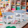 Kit 2 Banquinhos Estofados Infantil Branco com Estofado Azul Nemargi - 1