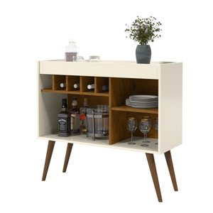Aparador Adega Buffet New Odin Pé Retro - EJ Moveis:Off White/Freijo