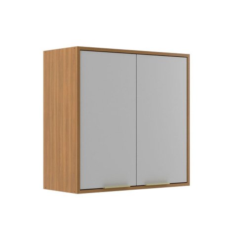 Armário Aéreo Cozinha 70 Cm Domus 2 Portas Nogal/branco - Hecol Móveis