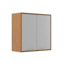 Ver imagem 1 de Armário Aéreo Cozinha 70 Cm Domus 2 Portas Nogal/branco - Hecol Móveis