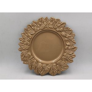 Sousplat De Plástico Dourado Costela de Adão 33Cm
