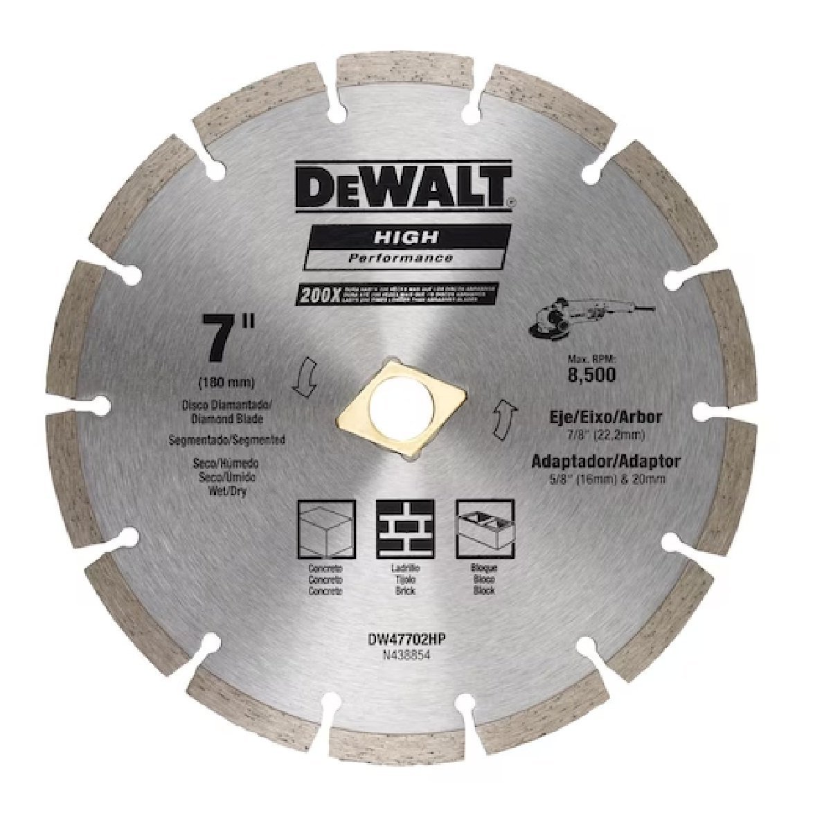 Disco de Corte Diamantado Segmentado 7x7/8'' - Dewalt - 1