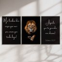 Ver imagem 1 de Quadro Decorativo Trio Leão de Judá e Frases