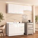 Ver imagem 1 de Armário de Cozinha Modulada Completa 3 Peças 200cm sem Tampo 100% Mdf Amara Politorno Móveis