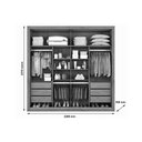 Ver imagem 4 de Guarda Roupas 2 Portas e 6 Gavetas C- 1 Espelho Sevilha Preto-branco Acetinado-preto - Europa