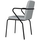 Ver imagem 5 de Kit 02 Cadeiras Estofada para Sala de Jantar com Braço Loft Preto C01 Courino Saturno Off White -
