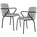 Ver imagem 1 de Kit 02 Cadeiras Estofada para Sala de Jantar com Braço Loft Preto C01 Courino Saturno Off White -