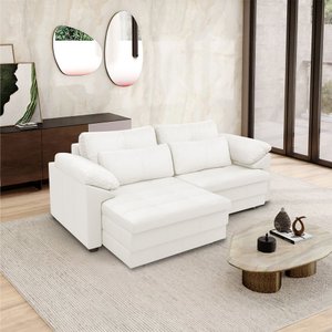 Sofá Retrátil Elétrico Sala de Estar Nolan Bipartido 175cm Conforto Premium em Couro Branco G58 - Gr