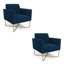 Ver imagem 1 de Poltrona Sala Base X Industrial Dourado Kit 2 Marisa Bouclê Azul D03 - D?rossi