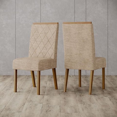 Cadeira para Mesa de Jantar Nina Ambiente Kit 2 Peças Nature Creme - Henn
