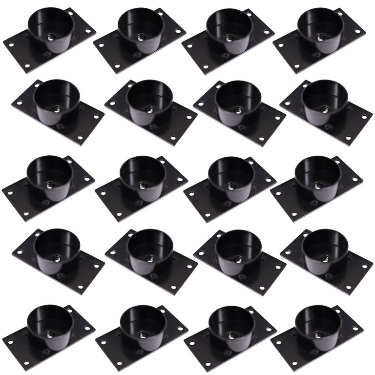 Kit 20 Chapinhas Chapa Reta com Tubo Fixação Pés Palito Rosca 5/16 Preto