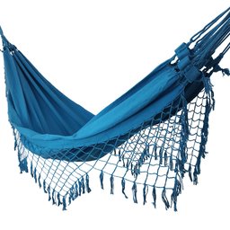 Rede de Dormir Azul Claro Casal Costura Reforçada - 1