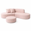 Ver imagem 6 de Sofa Virgínia Curvo em Bouclé Kit com Puff | Conforto e Design Moderno