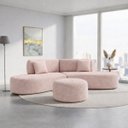 Ver imagem 7 de Sofa Virgínia Curvo em Bouclé Kit com Puff | Conforto e Design Moderno