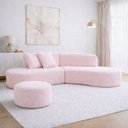 Ver imagem 5 de Sofa Virgínia Curvo em Bouclé Kit com Puff | Conforto e Design Moderno