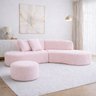 Sofa Virgínia Curvo em Bouclé Kit com Puff | Conforto e Design Moderno - 5