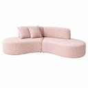 Ver imagem 3 de Sofa Virgínia Curvo em Bouclé Kit com Puff | Conforto e Design Moderno