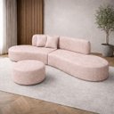 Ver mais imagens de Sofa Virgínia Curvo em Bouclé Kit com Puff | Conforto e Design Moderno