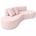 Ver imagem 4 de Sofa Virgínia Curvo em Bouclé Kit com Puff | Conforto e Design Moderno