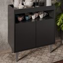 Ver imagem 6 de Aparador Cantinho do Café e Painel 2 Prateleiras Flora M24 Preto - Mpozenato