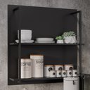 Ver imagem 5 de Aparador Cantinho do Café e Painel 2 Prateleiras Flora M24 Preto - Mpozenato