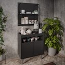 Ver imagem 2 de Aparador Cantinho do Café e Painel 2 Prateleiras Flora M24 Preto - Mpozenato
