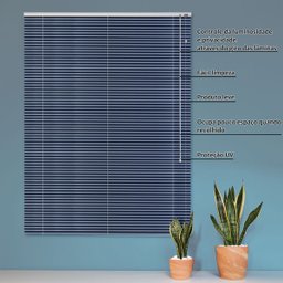 Persiana Horizontal 25mm Metálico 1,60 X 1,60 Azul Laminado Alumínio - 3