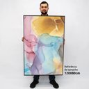 Ver imagem 2 de Quadro Decorativo em Canvas Abstrato Mármore Lux Colors TaColado Moldura Flutuante 4,5cm Freijó 120